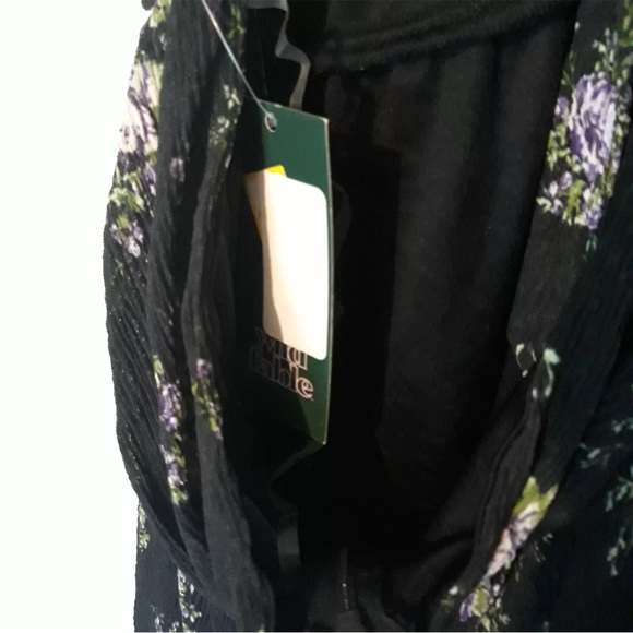 NEW Wild Fable Juniors XXL Black Floral Crepe Halter Dress Lined Tie Around Neck - Picture 7 of 11